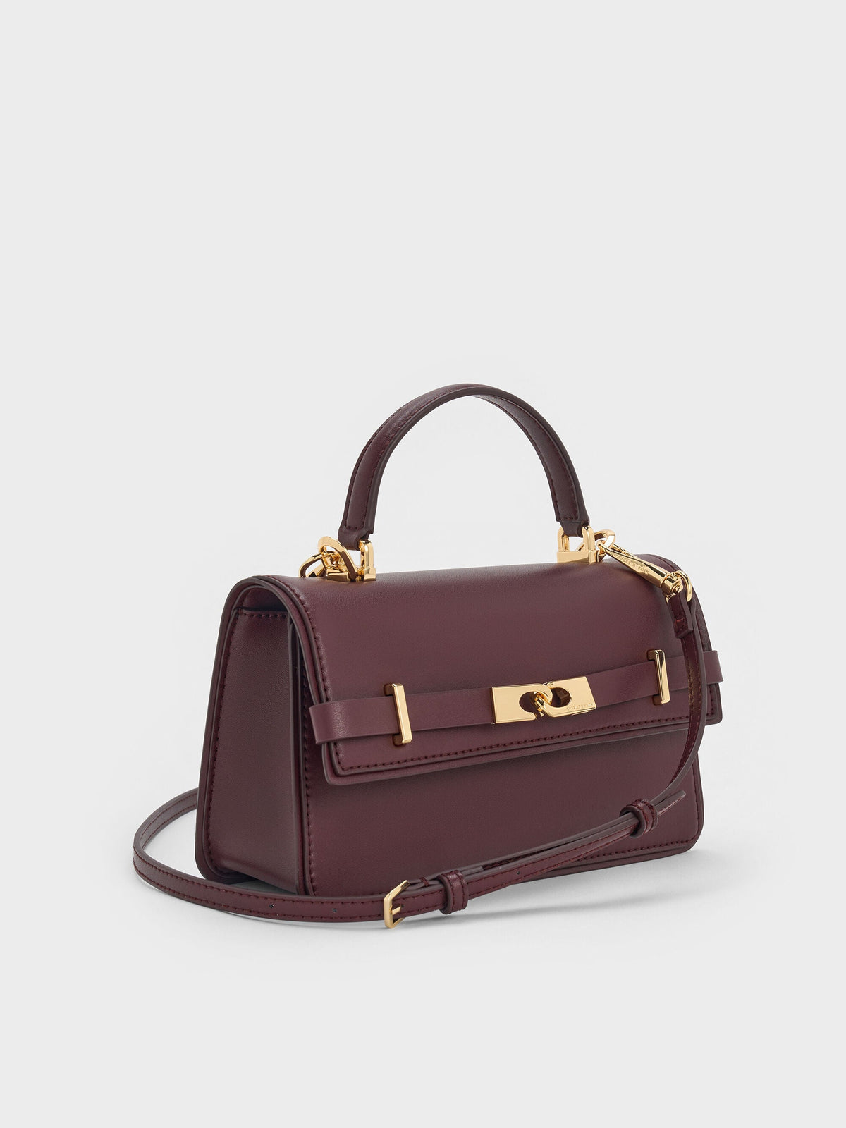 CHARLES & KEITH Featured / Arlet Belted Top Handle Bag - Wineberry Red