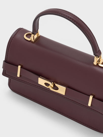 CHARLES & KEITH Featured / Arlet Belted Top Handle Bag - Wineberry Red