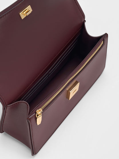 CHARLES & KEITH Featured / Arlet Belted Top Handle Bag - Wineberry Red