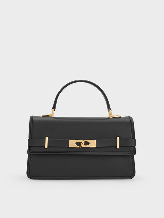CHARLES & KEITH Quality / Arlet Belted Top Handle Bag - Black