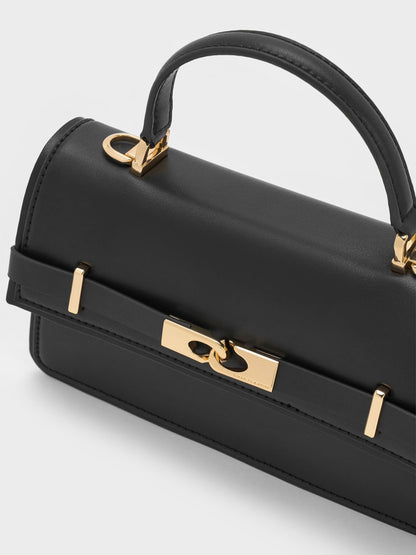 CHARLES & KEITH Quality / Arlet Belted Top Handle Bag - Black