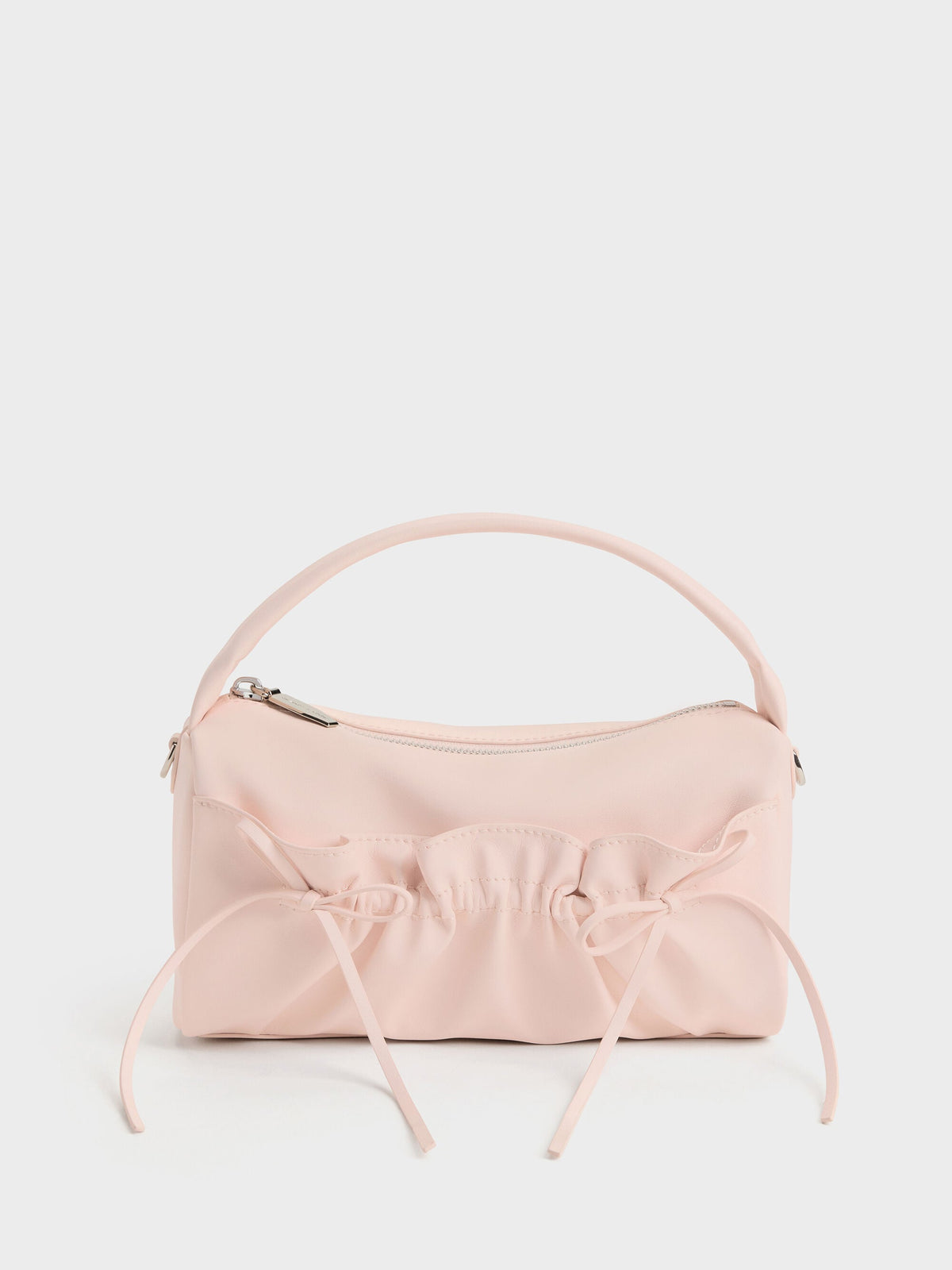 CHARLES & KEITH Customer Favorite / Reese Ruched Bow Top Handle Bag - Soft Pink