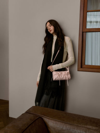CHARLES & KEITH Customer Favorite / Reese Ruched Bow Top Handle Bag - Soft Pink