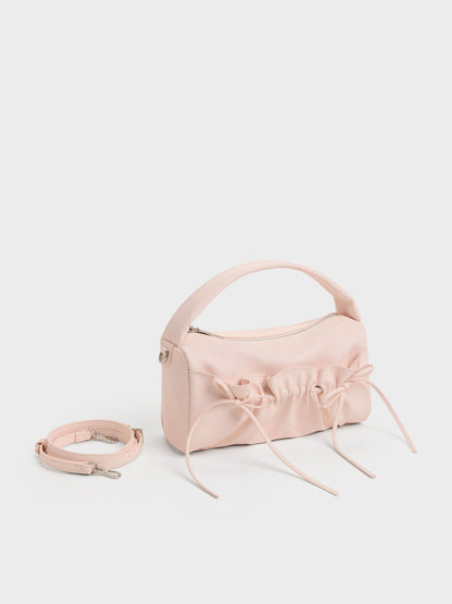 CHARLES & KEITH Customer Favorite / Reese Ruched Bow Top Handle Bag - Soft Pink