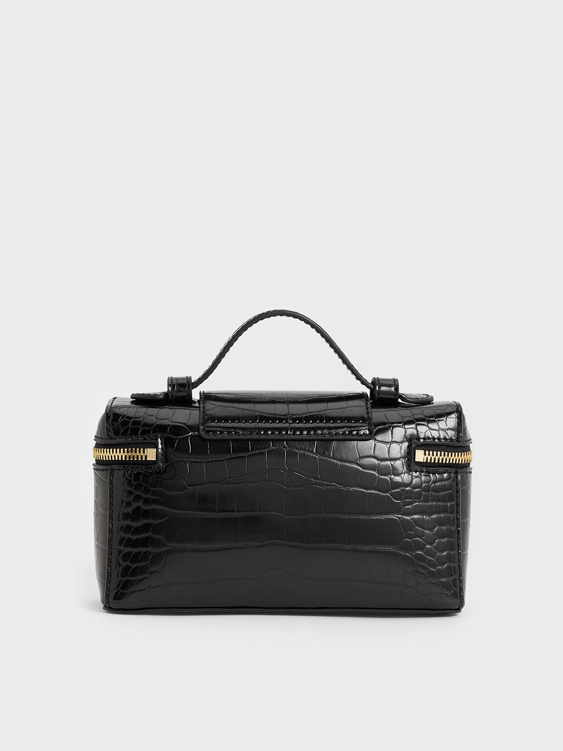 CHARLES & KEITH Everyday / Arwen Croc-Effect Top Handle Vanity Bag - Black