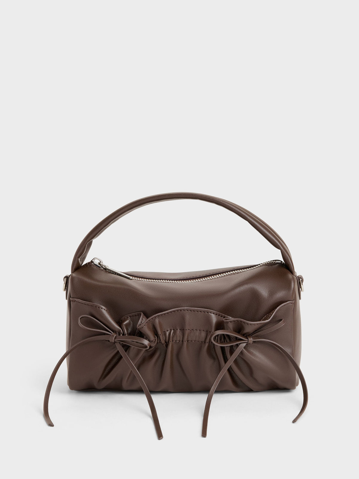 CHARLES & KEITH Deals / Reese Ruched Bow Top Handle Bag - Espresso Brown
