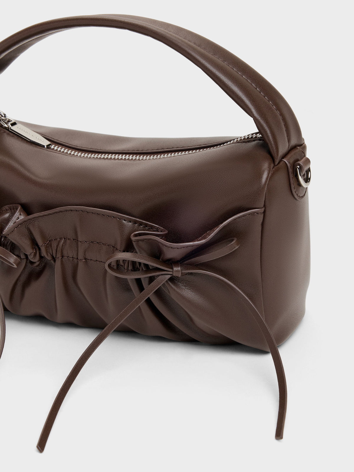 CHARLES & KEITH Deals / Reese Ruched Bow Top Handle Bag - Espresso Brown