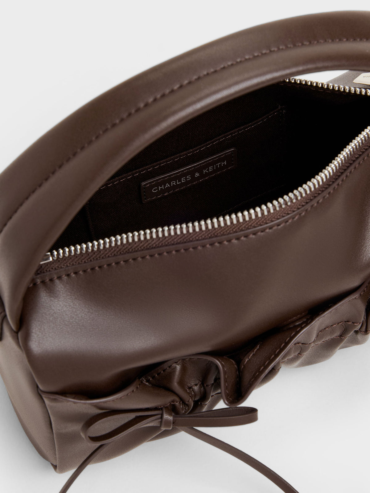 CHARLES & KEITH Deals / Reese Ruched Bow Top Handle Bag - Espresso Brown