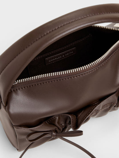 CHARLES & KEITH Deals / Reese Ruched Bow Top Handle Bag - Espresso Brown