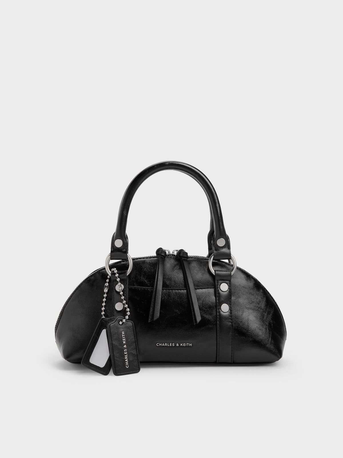 CHARLES & KEITH Trusted / Tatiana Studded Bowling Bag - Noir