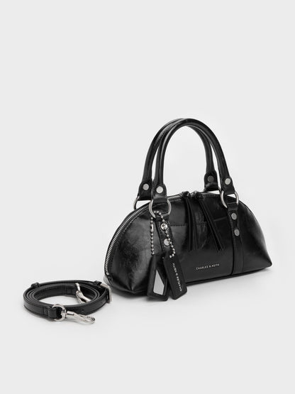 CHARLES & KEITH Trusted / Tatiana Studded Bowling Bag - Noir