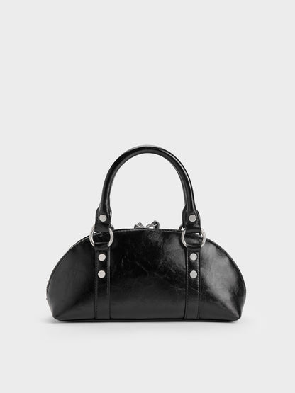 CHARLES & KEITH Trusted / Tatiana Studded Bowling Bag - Noir