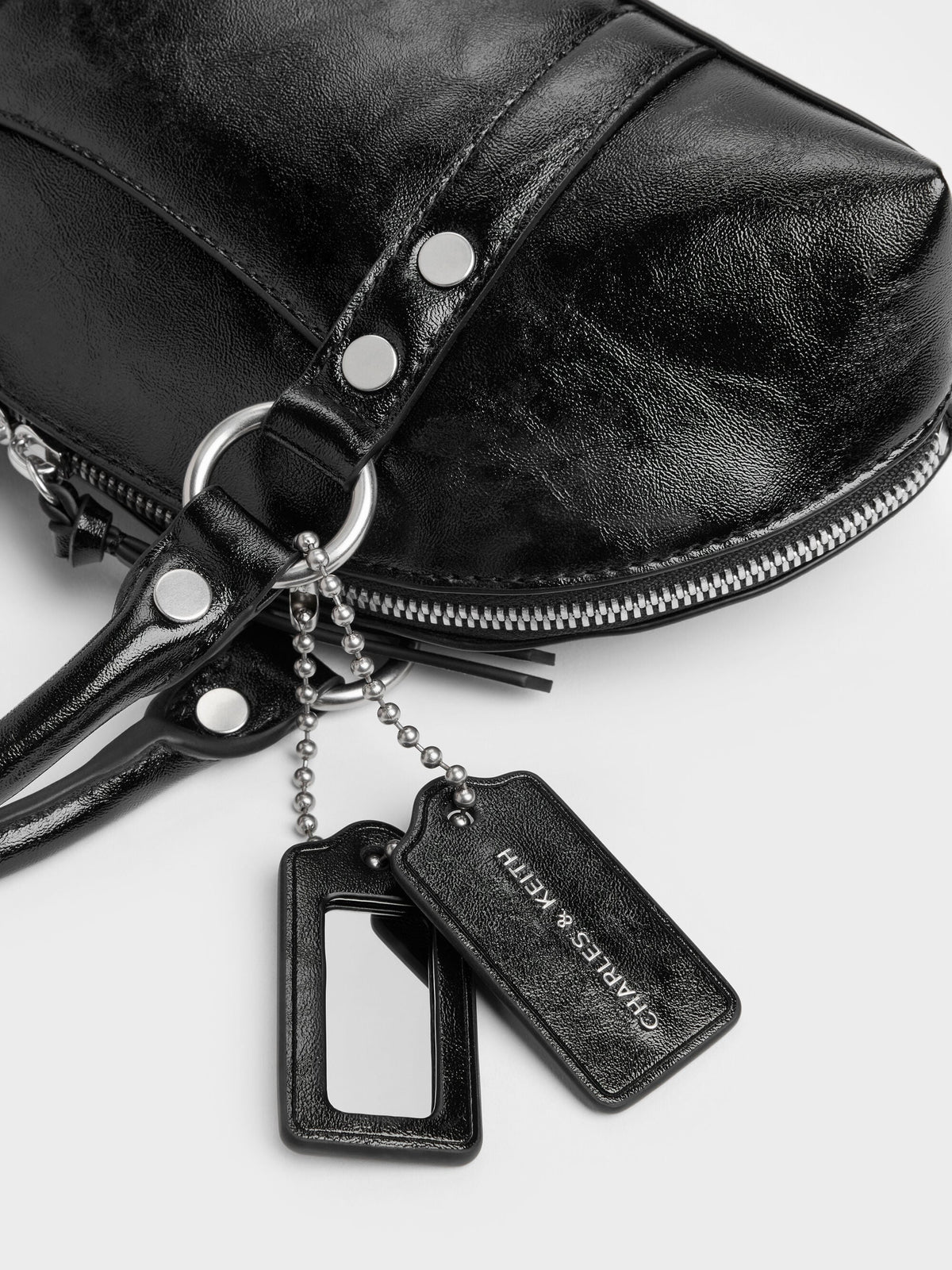 CHARLES & KEITH Trusted / Tatiana Studded Bowling Bag - Noir