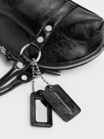 CHARLES & KEITH Trusted / Tatiana Studded Bowling Bag - Noir