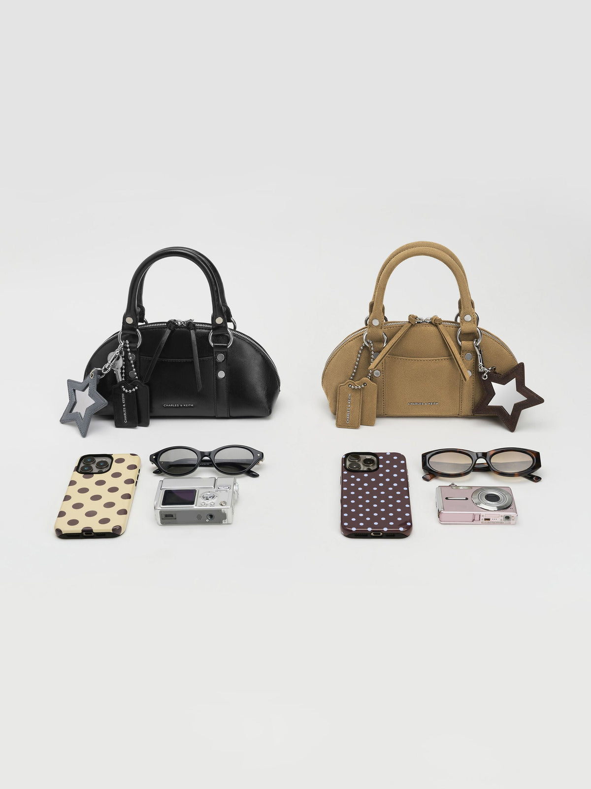 CHARLES & KEITH Trusted / Tatiana Studded Bowling Bag - Noir