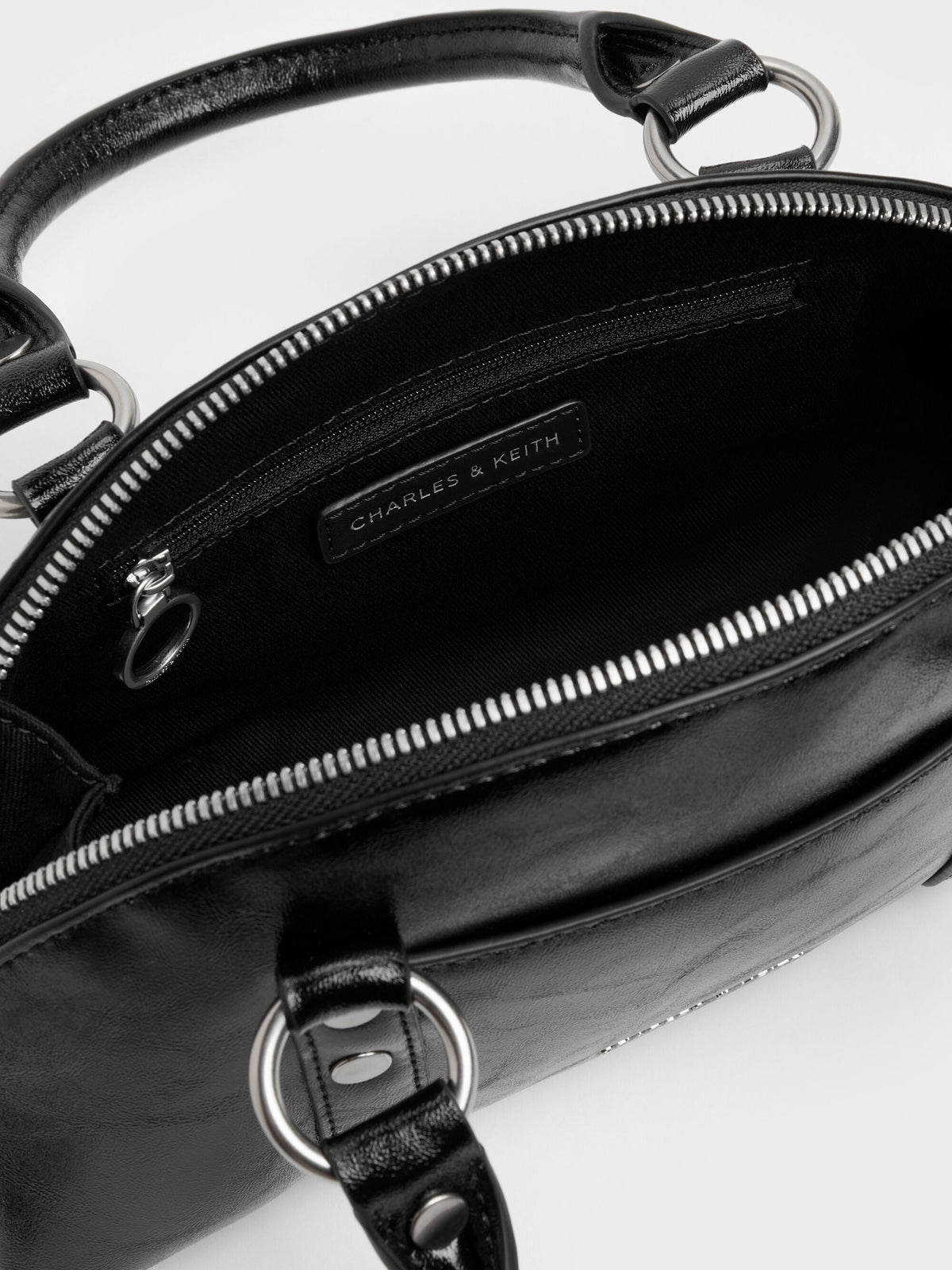 CHARLES & KEITH Trusted / Tatiana Studded Bowling Bag - Noir