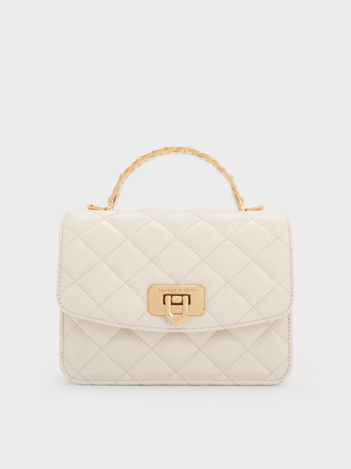 CHARLES & KEITH Discount / Cressida Quilted Top Handle Bag - Cream