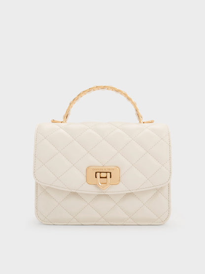 CHARLES & KEITH Discount / Cressida Quilted Top Handle Bag - Cream