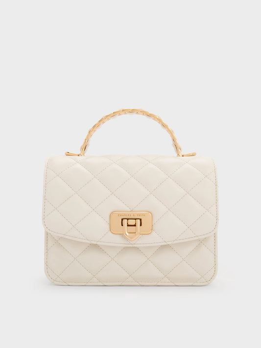 CHARLES & KEITH Discount / Cressida Quilted Top Handle Bag - Cream
