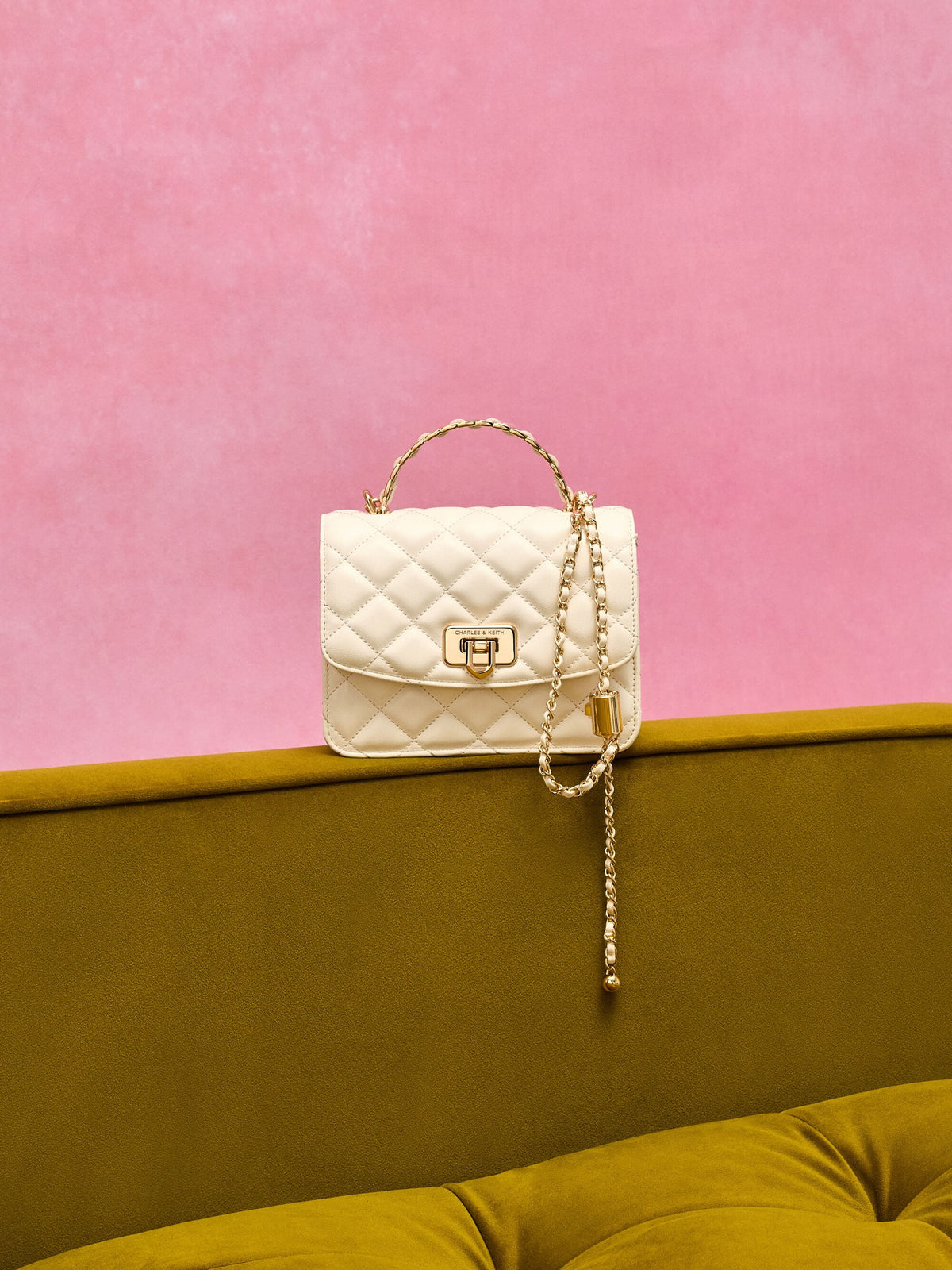 CHARLES & KEITH Discount / Cressida Quilted Top Handle Bag - Cream