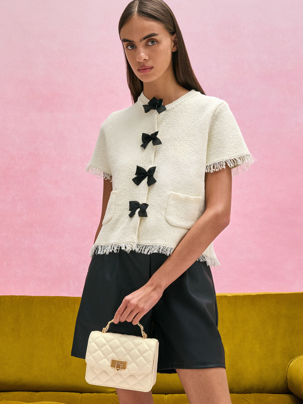 CHARLES & KEITH Discount / Cressida Quilted Top Handle Bag - Cream