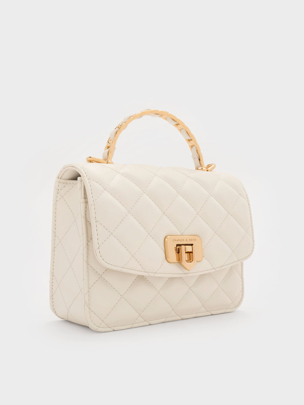 CHARLES & KEITH Discount / Cressida Quilted Top Handle Bag - Cream