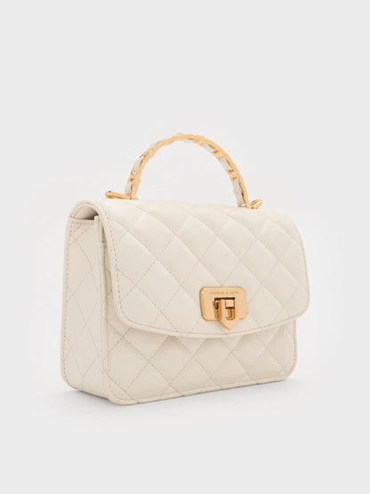 CHARLES & KEITH Discount / Cressida Quilted Top Handle Bag - Cream