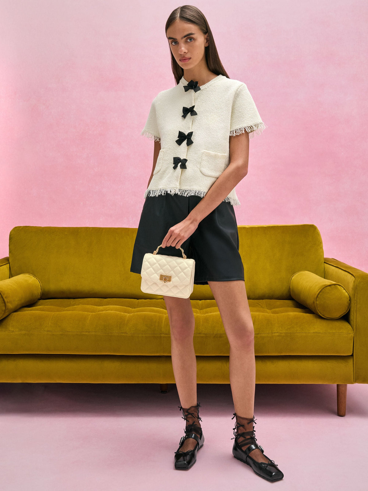 CHARLES & KEITH Discount / Cressida Quilted Top Handle Bag - Cream