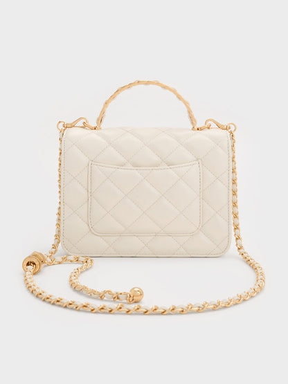 CHARLES & KEITH Discount / Cressida Quilted Top Handle Bag - Cream
