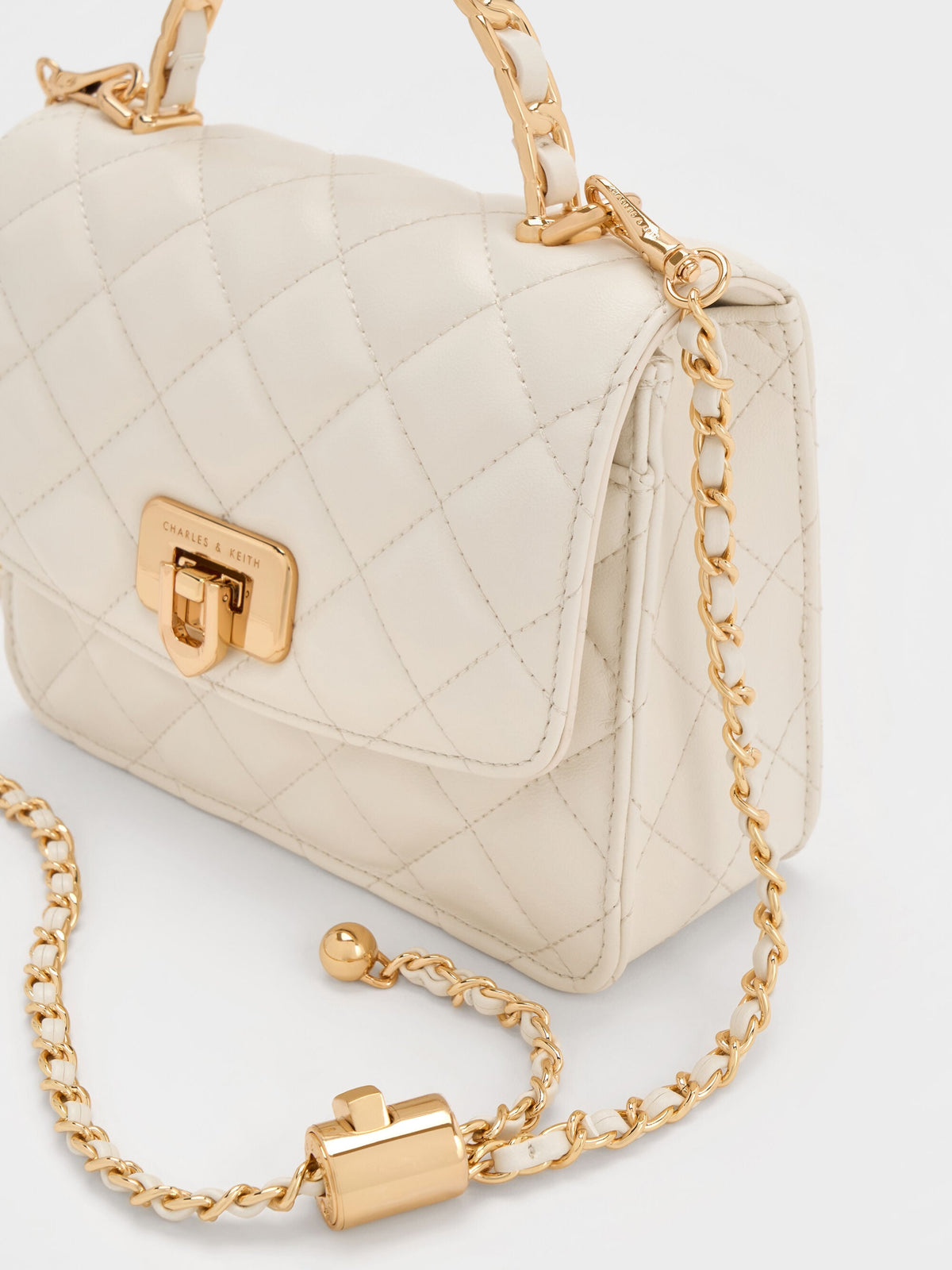 CHARLES & KEITH Discount / Cressida Quilted Top Handle Bag - Cream