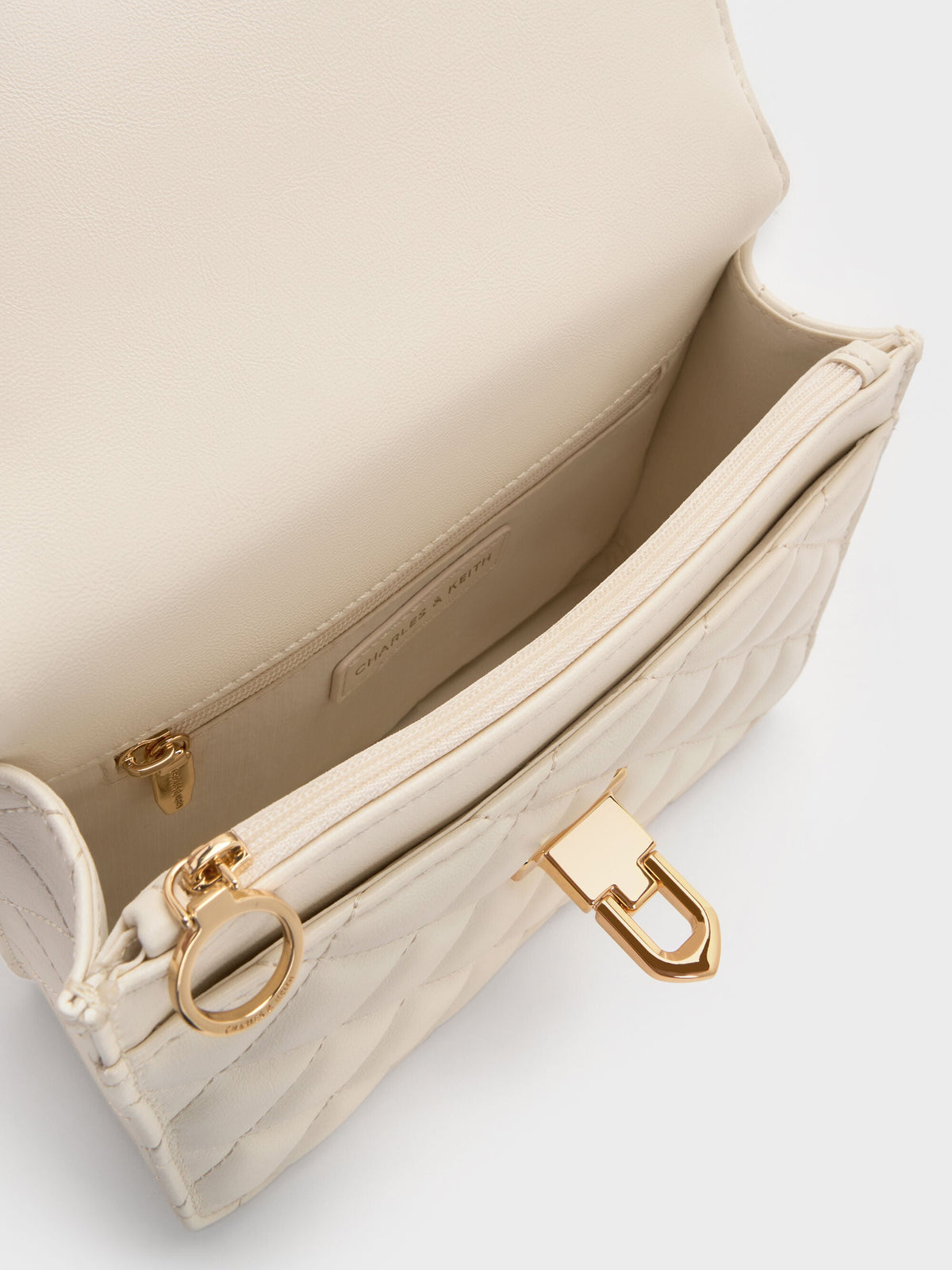 CHARLES & KEITH Discount / Cressida Quilted Top Handle Bag - Cream