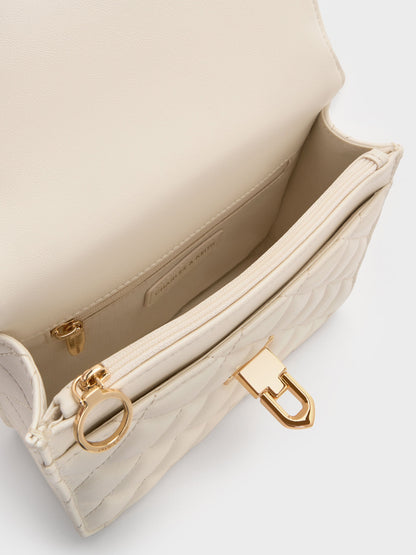 CHARLES & KEITH Discount / Cressida Quilted Top Handle Bag - Cream
