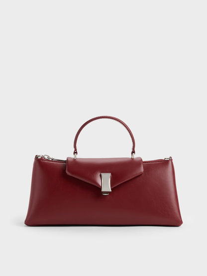 CHARLES & KEITH Great Value / Lilibet Elongated Top Handle Bag - Burgundy