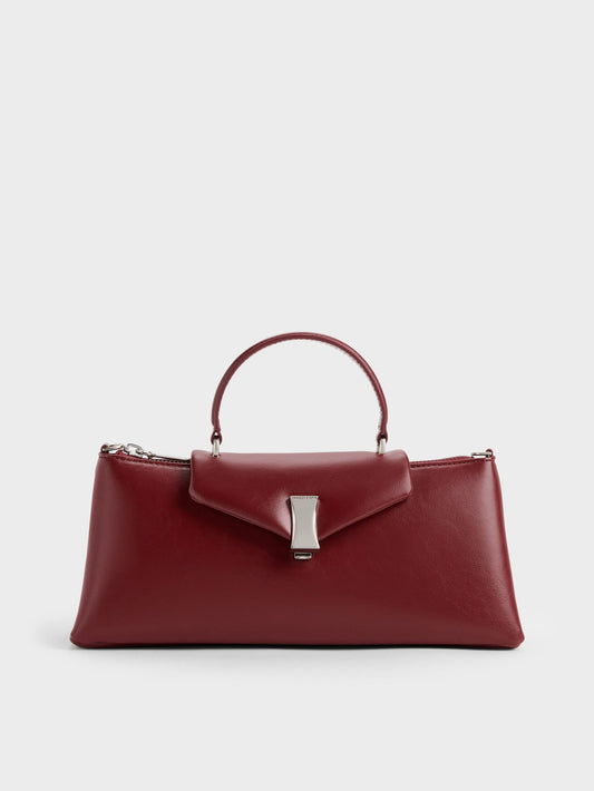 CHARLES & KEITH Great Value / Lilibet Elongated Top Handle Bag - Burgundy