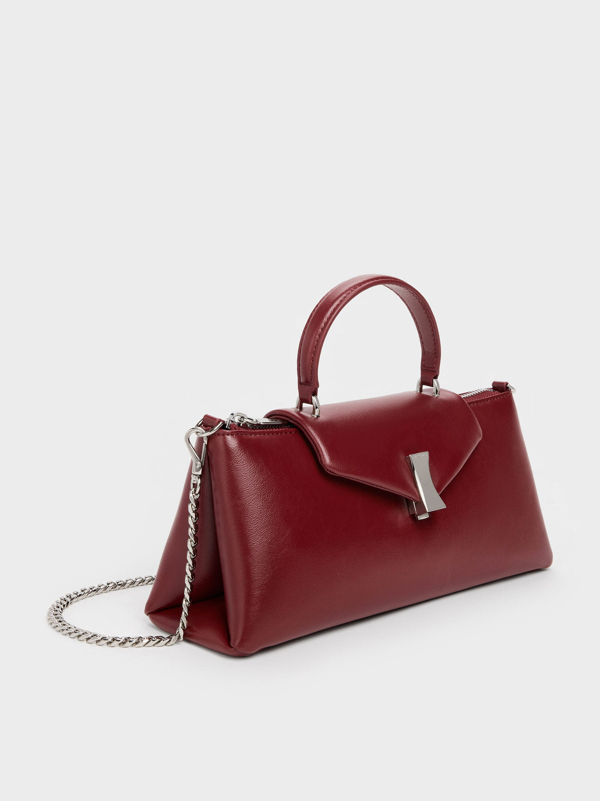CHARLES & KEITH Great Value / Lilibet Elongated Top Handle Bag - Burgundy