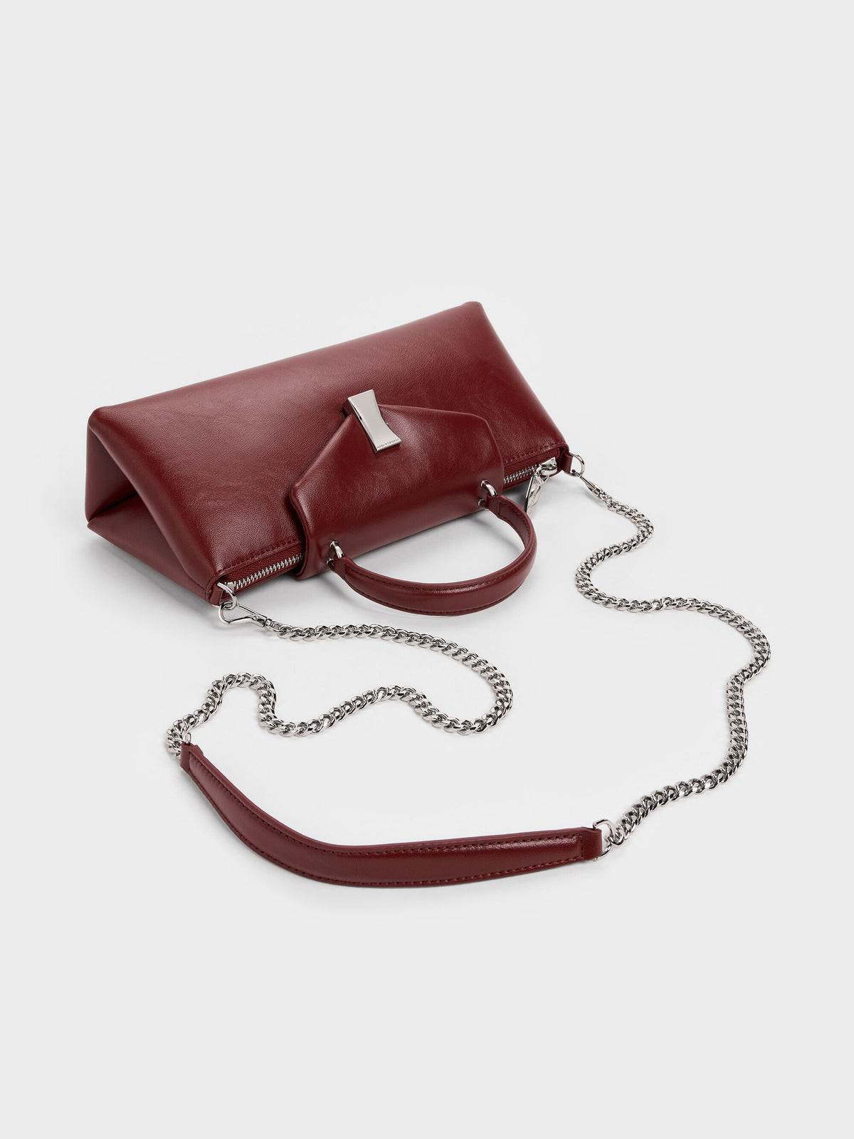 CHARLES & KEITH Great Value / Lilibet Elongated Top Handle Bag - Burgundy