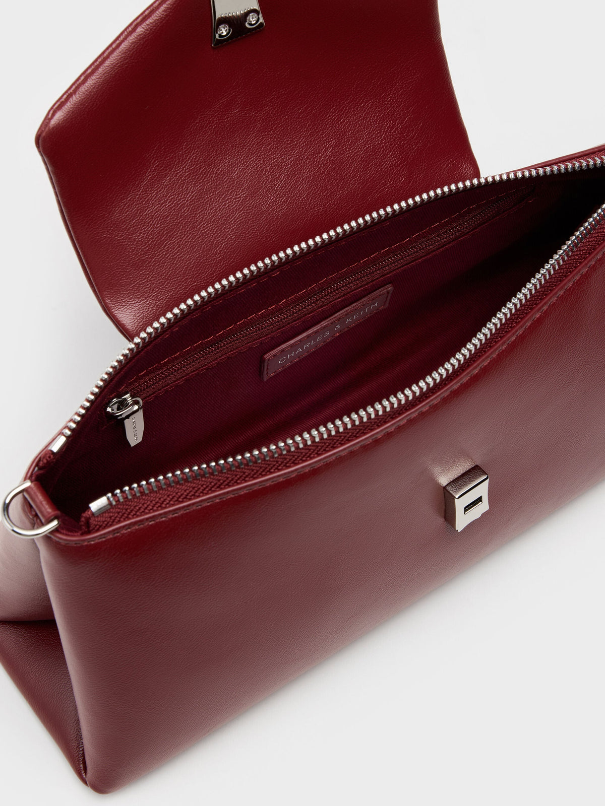 CHARLES & KEITH Great Value / Lilibet Elongated Top Handle Bag - Burgundy