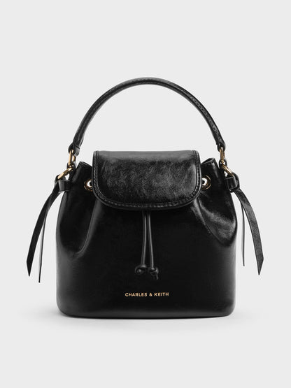 CHARLES & KEITH Value / Dalia Bow Top Handle Bag - Black