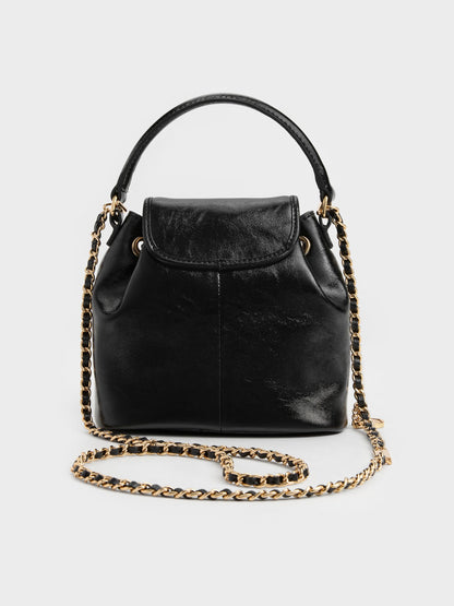 CHARLES & KEITH Value / Dalia Bow Top Handle Bag - Black