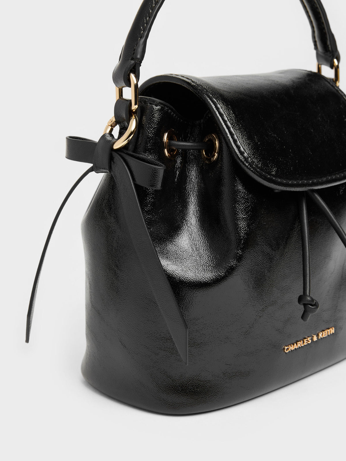 CHARLES & KEITH Value / Dalia Bow Top Handle Bag - Black