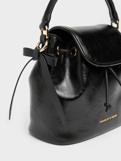 CHARLES & KEITH Value / Dalia Bow Top Handle Bag - Black