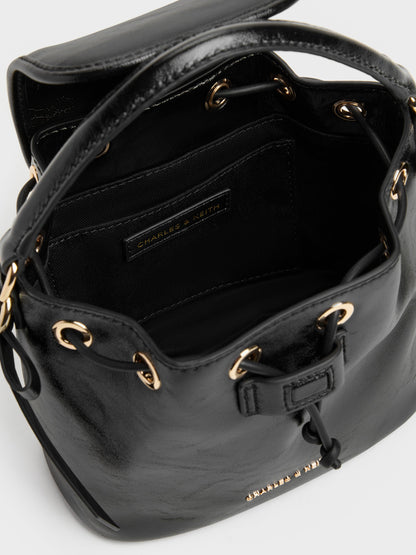 CHARLES & KEITH Value / Dalia Bow Top Handle Bag - Black