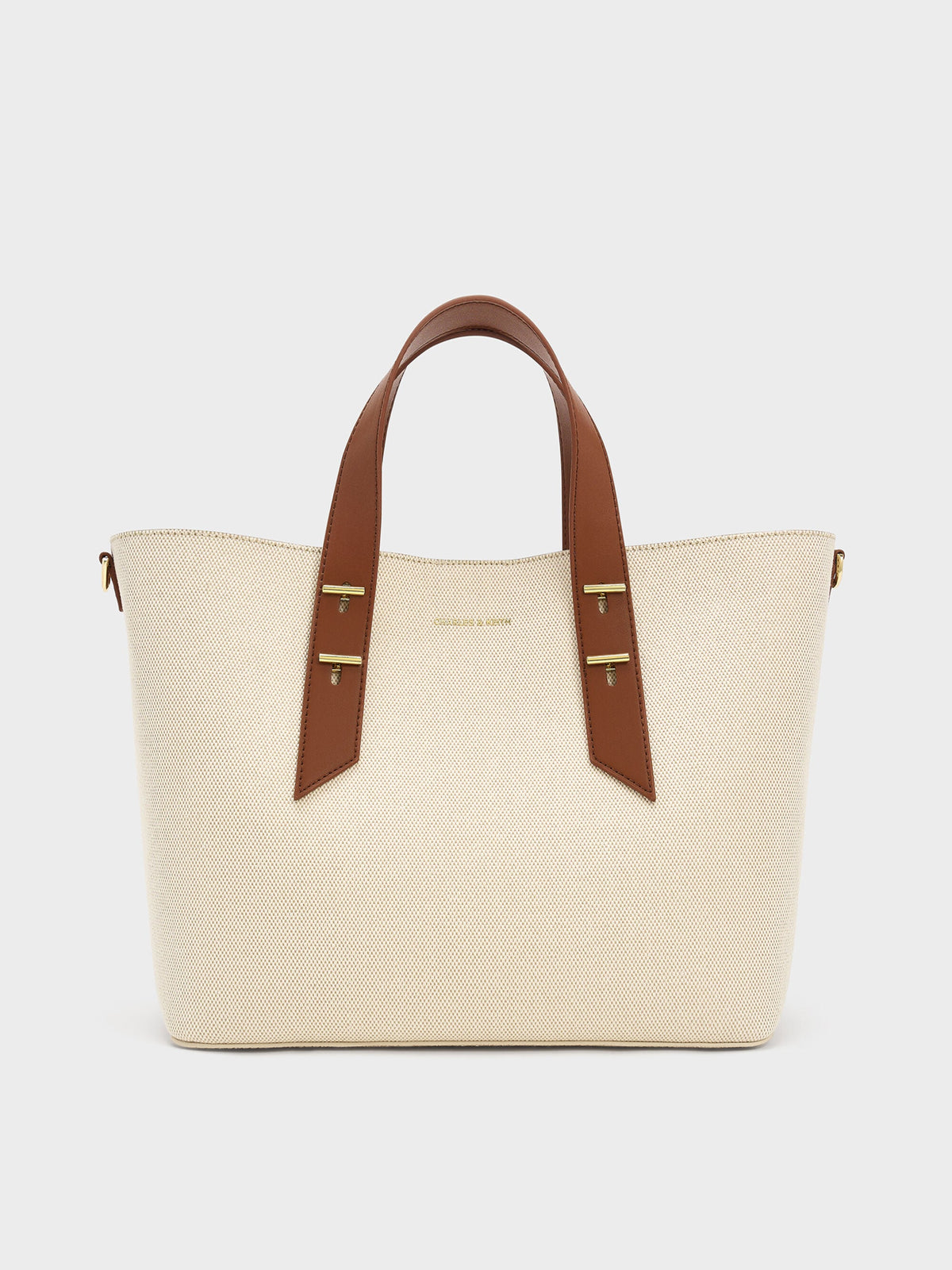 CHARLES & KEITH Top Pick / Shania Canvas Tote Bag - Chocolate