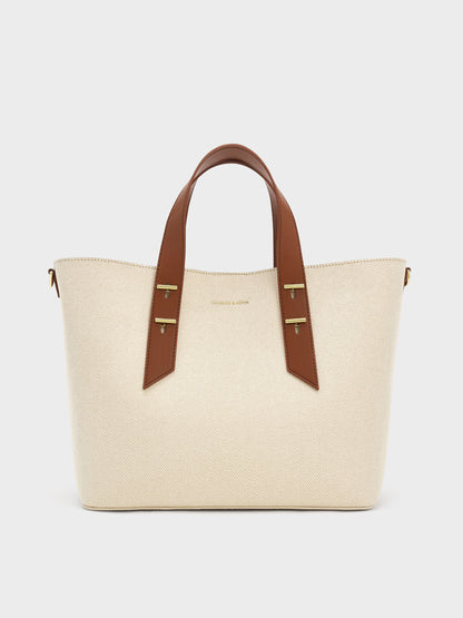 CHARLES & KEITH Top Pick / Shania Canvas Tote Bag - Chocolate