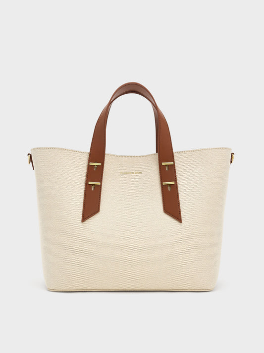 CHARLES & KEITH Top Pick / Shania Canvas Tote Bag - Chocolate