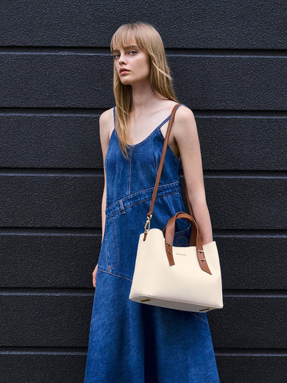 CHARLES & KEITH Top Pick / Shania Canvas Tote Bag - Chocolate