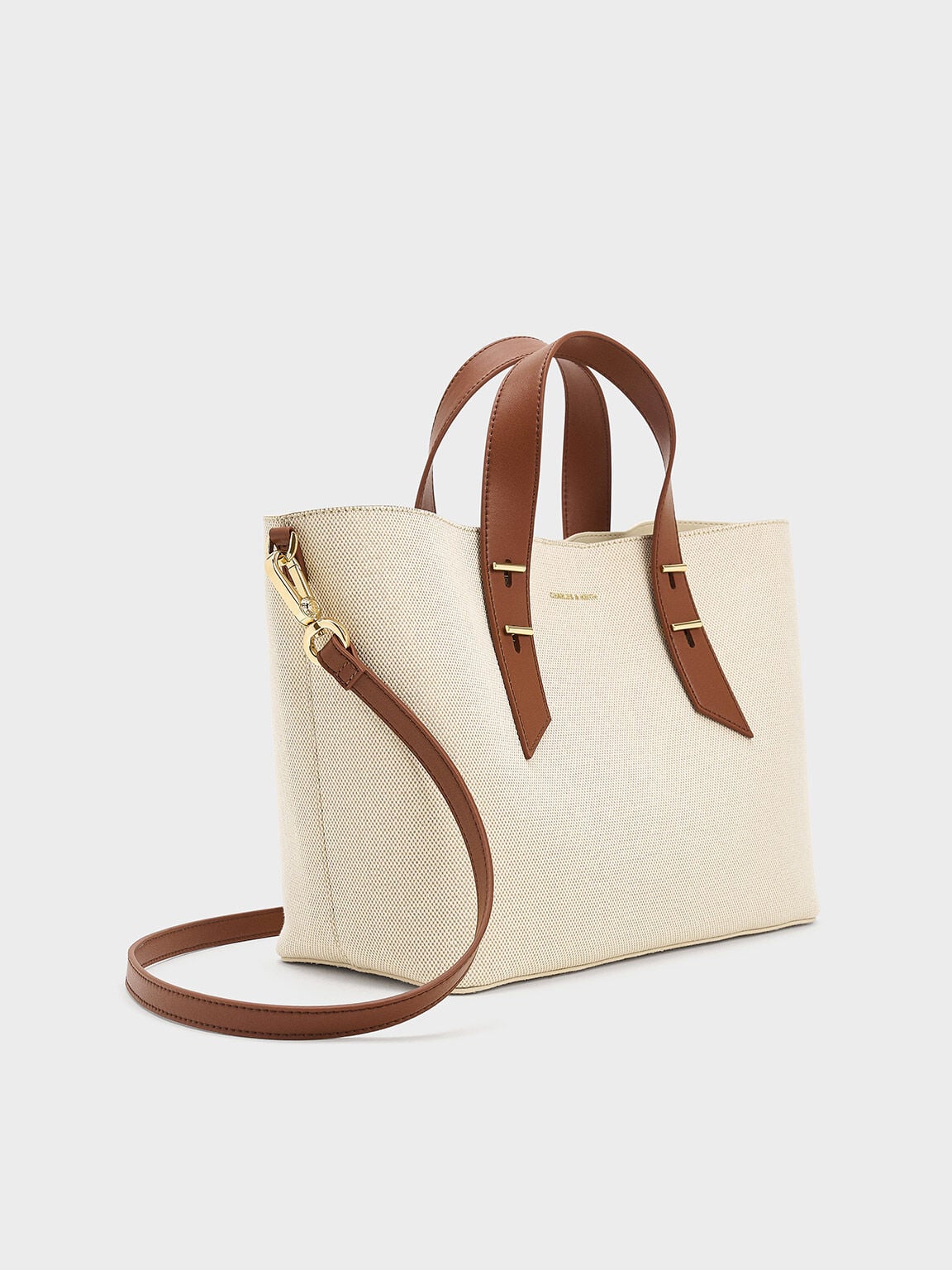 CHARLES & KEITH Top Pick / Shania Canvas Tote Bag - Chocolate