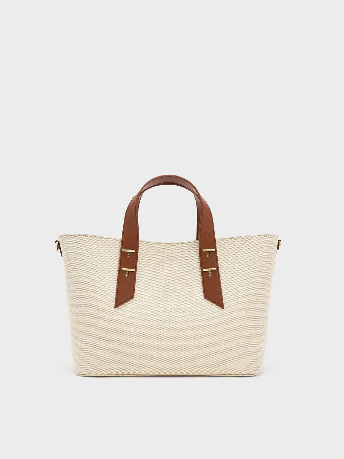 CHARLES & KEITH Top Pick / Shania Canvas Tote Bag - Chocolate