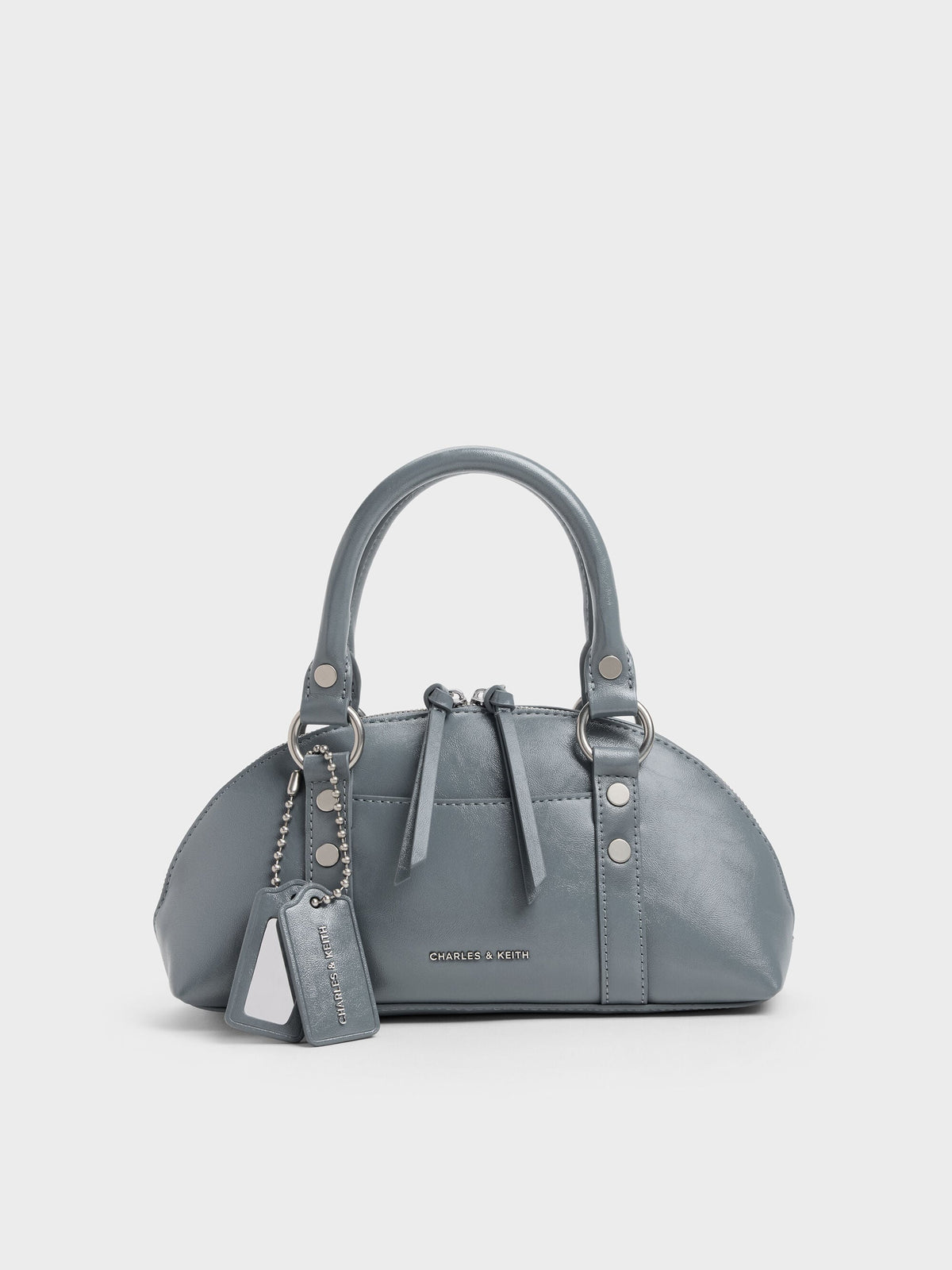 CHARLES & KEITH Trusted / Tatiana Studded Bowling Bag - Smoky Blue
