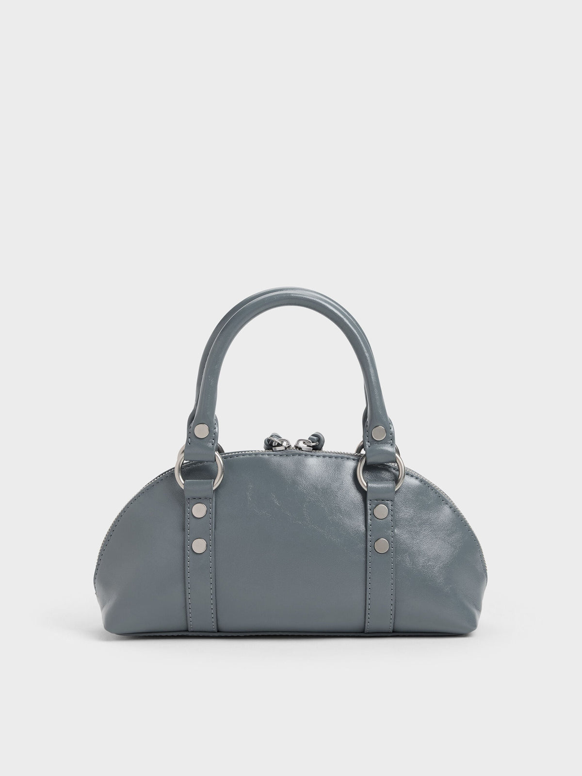 CHARLES & KEITH Trusted / Tatiana Studded Bowling Bag - Smoky Blue